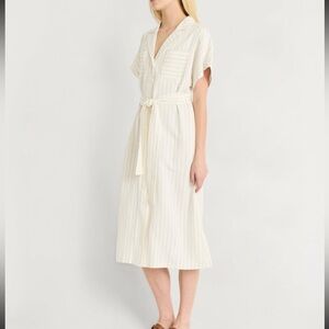 NWT Luxley Cove Pin Stipe Midi Button Down Shirt Dress Sz 4